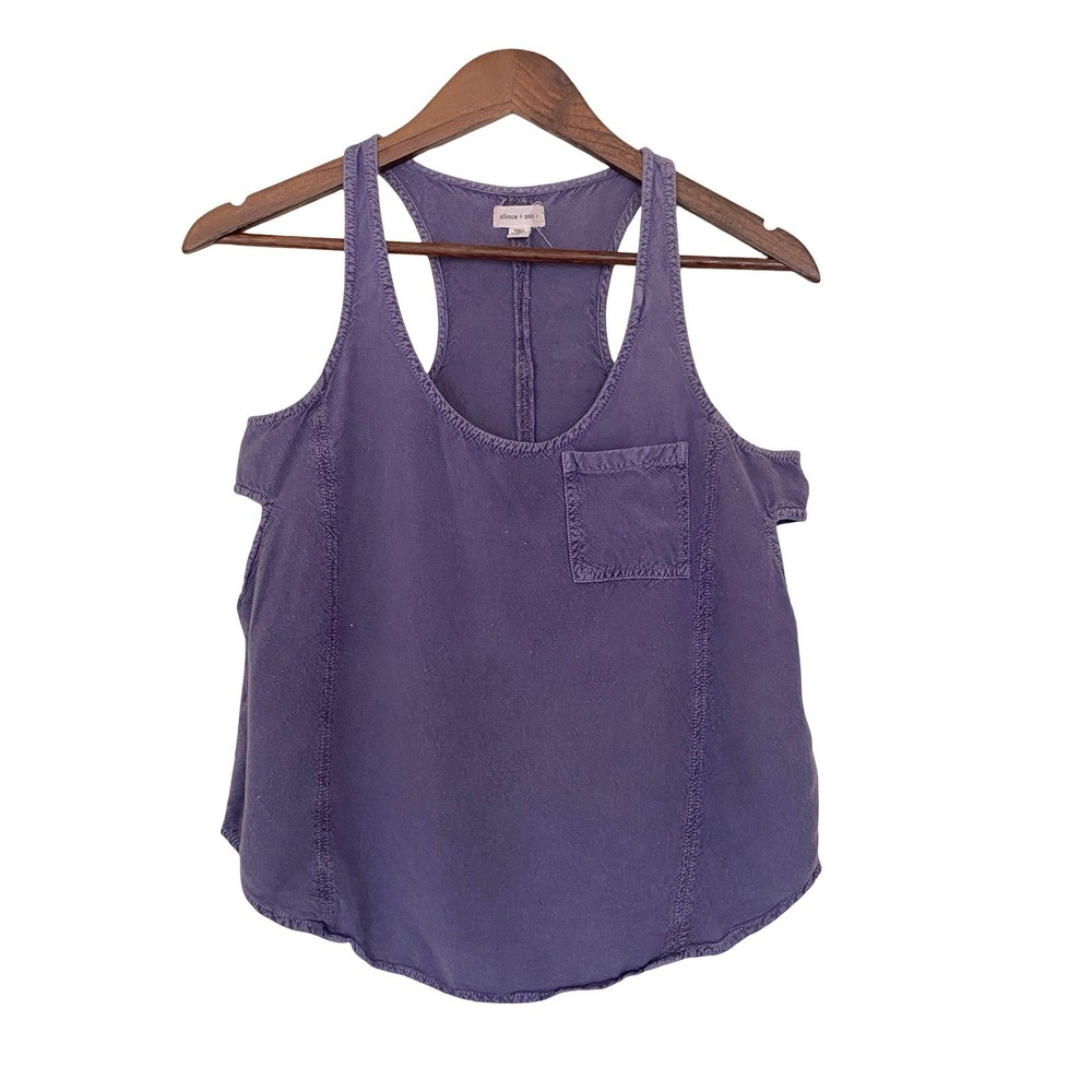 Silence + Noise Racerback Women Tank Top S Purple Side Cutout Pocket Rayon